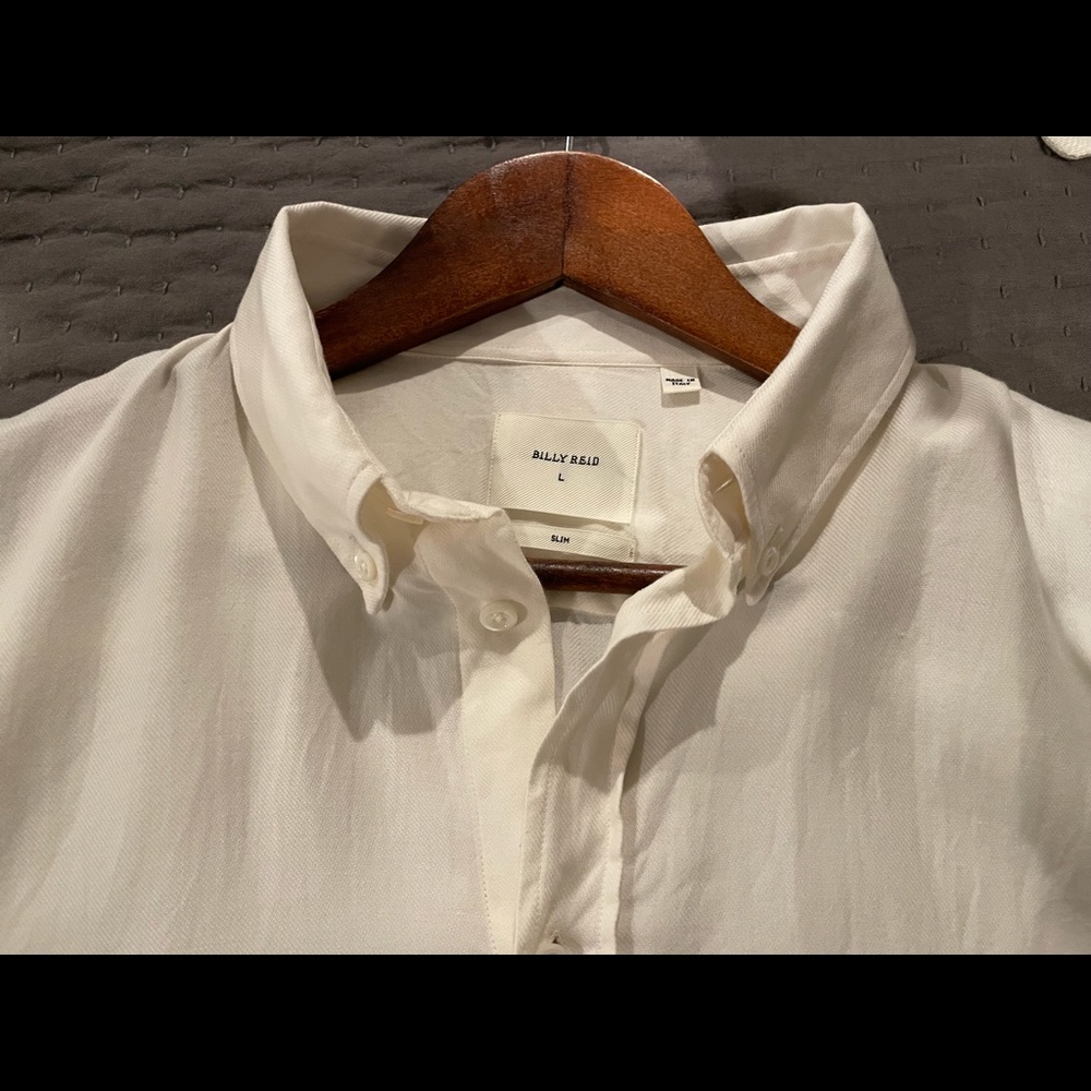 Billy Reid Shirt Large Slim White Made in Italy